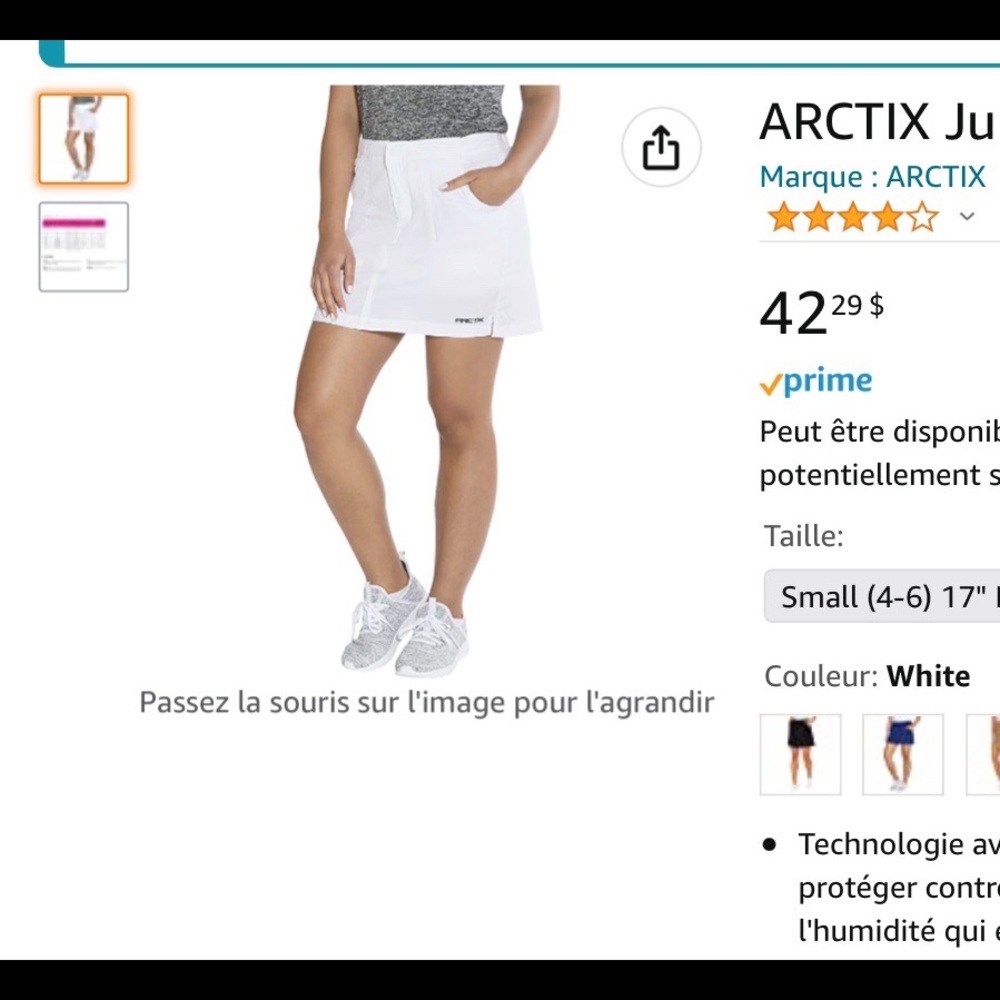ARCTIX Women's sports short skirt white tennis golf skort BNWT